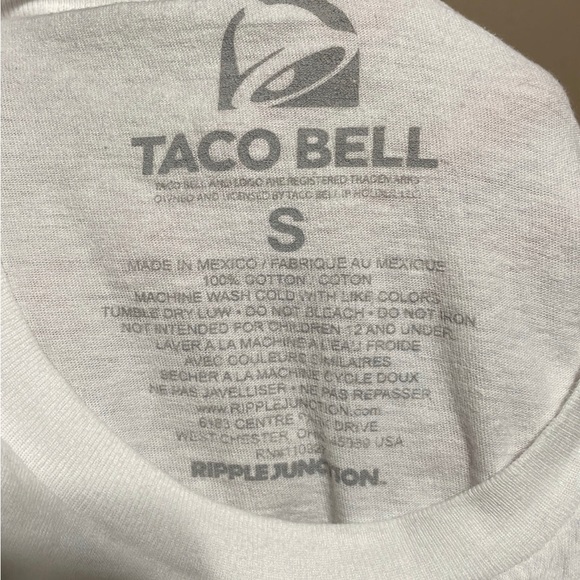 Y2K Taco Bell Neon Logo Graphic White Short Sleeve T-Shirt Adult S - Picture 6 of 6